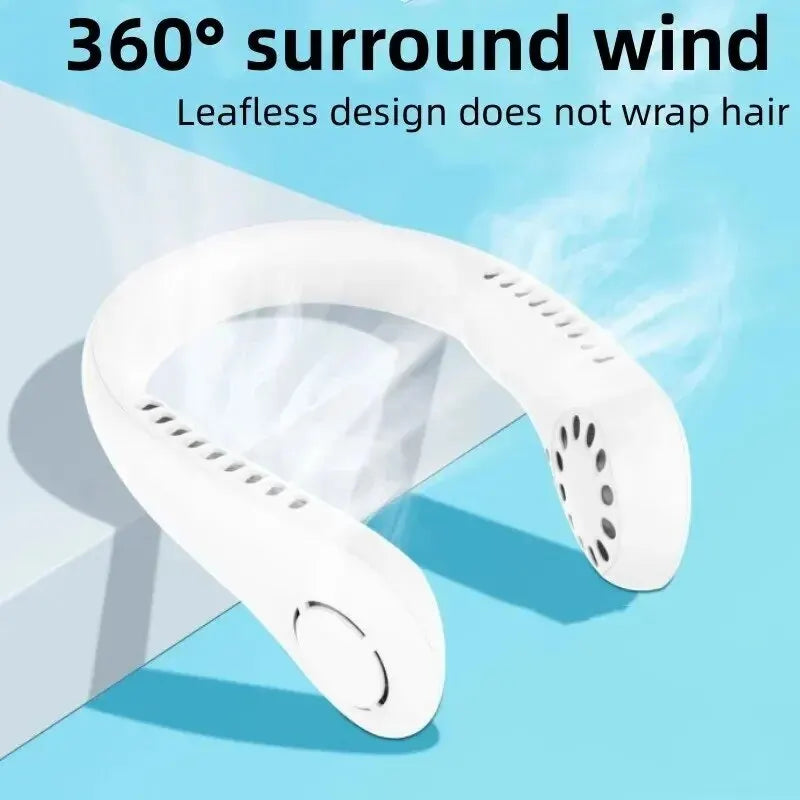 ❄️ Mini Halsventilator ohne Rotorblätter – Wiederaufladbarer USB Ventilator mit 3 Geschwindigkeiten 🌬️🔋