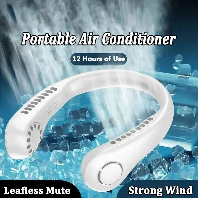 ❄️ Mini Halsventilator ohne Rotorblätter – Wiederaufladbarer USB Ventilator mit 3 Geschwindigkeiten 🌬️🔋