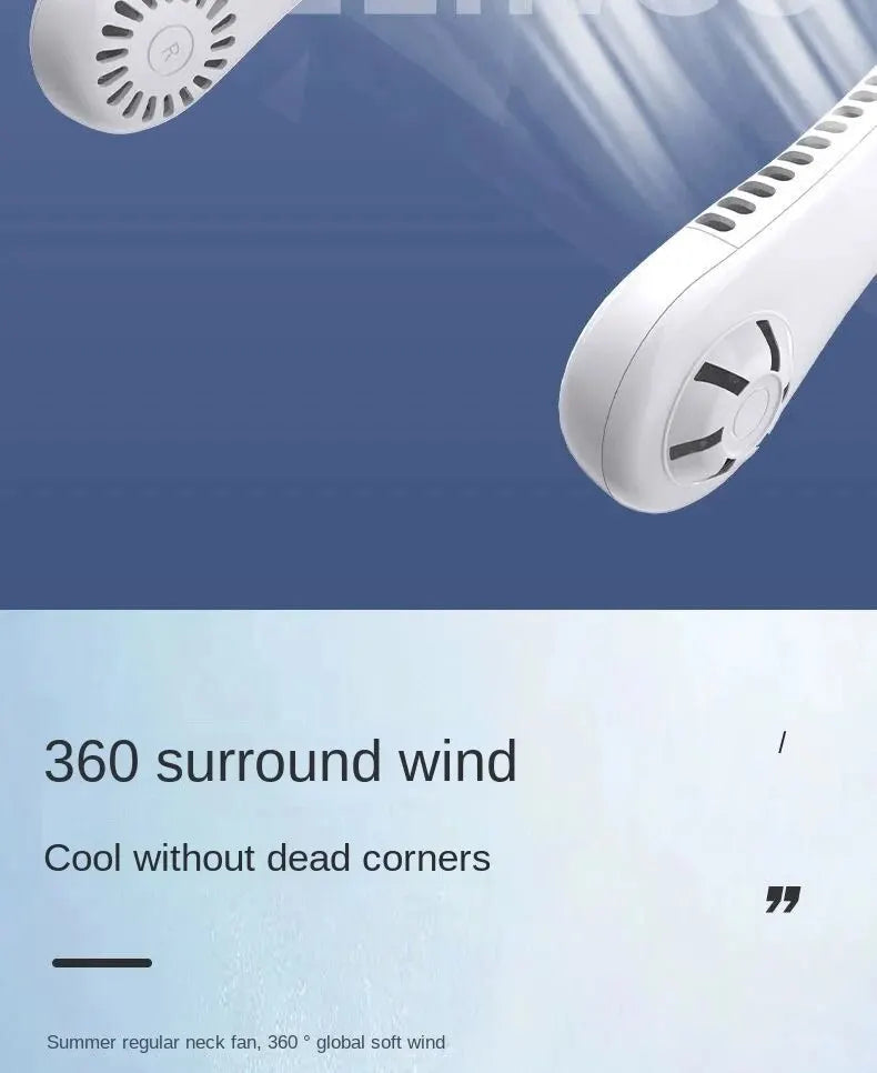 ❄️ Mini Halsventilator ohne Rotorblätter – Wiederaufladbarer USB Ventilator mit 3 Geschwindigkeiten 🌬️🔋