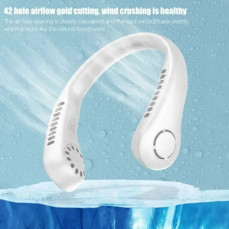 ❄️ Mini Halsventilator ohne Rotorblätter – Wiederaufladbarer USB Ventilator mit 3 Geschwindigkeiten 🌬️🔋