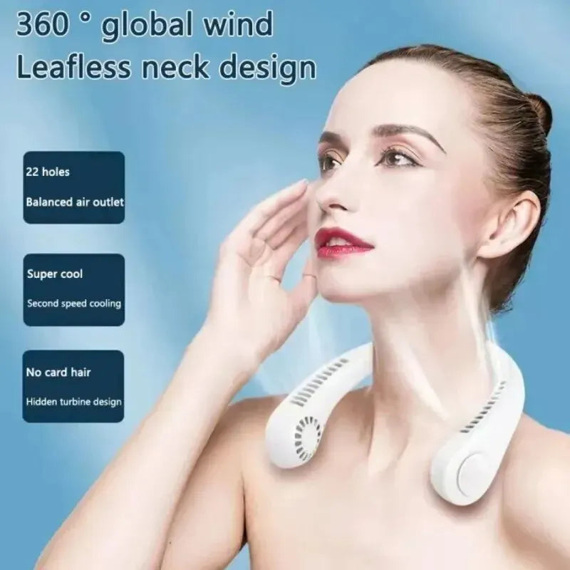 ❄️ Mini Halsventilator ohne Rotorblätter – Wiederaufladbarer USB Ventilator mit 3 Geschwindigkeiten 🌬️🔋